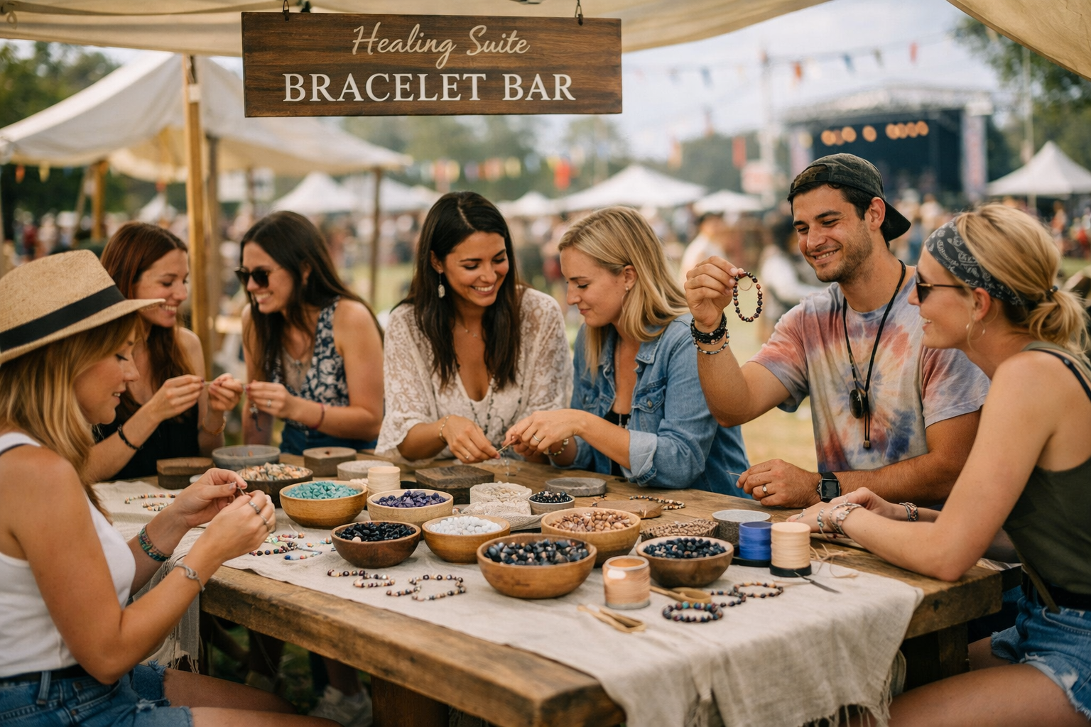 Pop-up festival bracelet experience