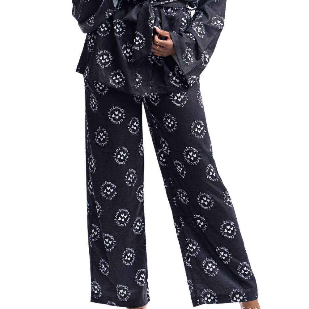 "I Am Enough" High Waist Pants Black – Comfort Meets Confidence