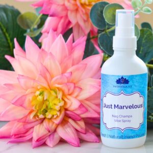 Just Marvelous Vibe Spray bottle by Faith2Felicity featuring Nag Champa fragrance, designed for spiritual grounding, energy clearing, and calming rituals.
