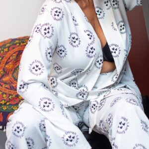 "I Am Enough" Kimono Belted Cardigan – White