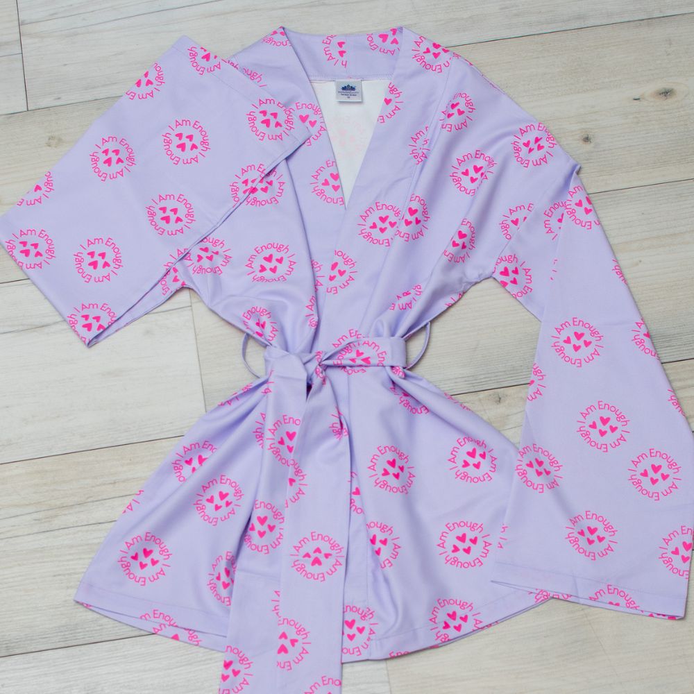 "I Am Enough" Kimono Belted Cardigan – Lavender
